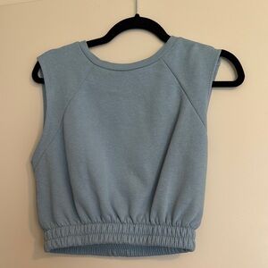Zara Blue Sleeveless Crop Sweatshirt